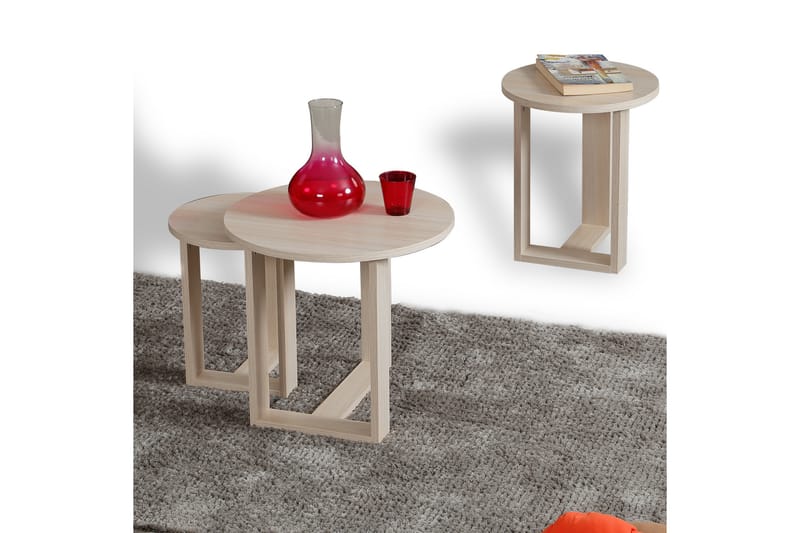 ALSBO Satsbord 52 cm Runt 3 Bord Ljusbrun - Beige - Möbler - Bord