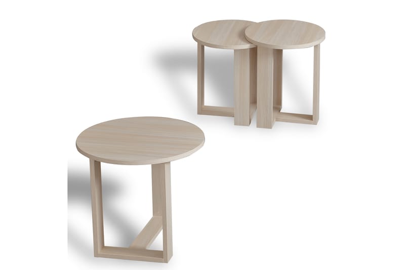ALSBO Satsbord 52 cm Runt 3 Bord Ljusbrun - Beige - Möbler - Bord