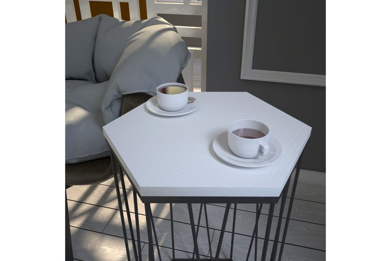 ALSBO Sidobord 40 cm Hexagon Vit/Svart - Möbler - Bord