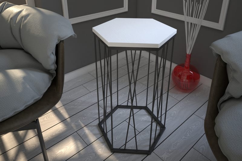 ALSBO Sidobord 40 cm Hexagon Vit/Svart - Möbler - Bord