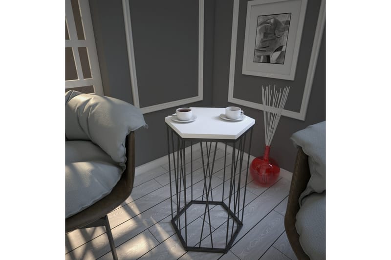 ALSBO Sidobord 40 cm Hexagon Vit/Svart - Möbler - Bord