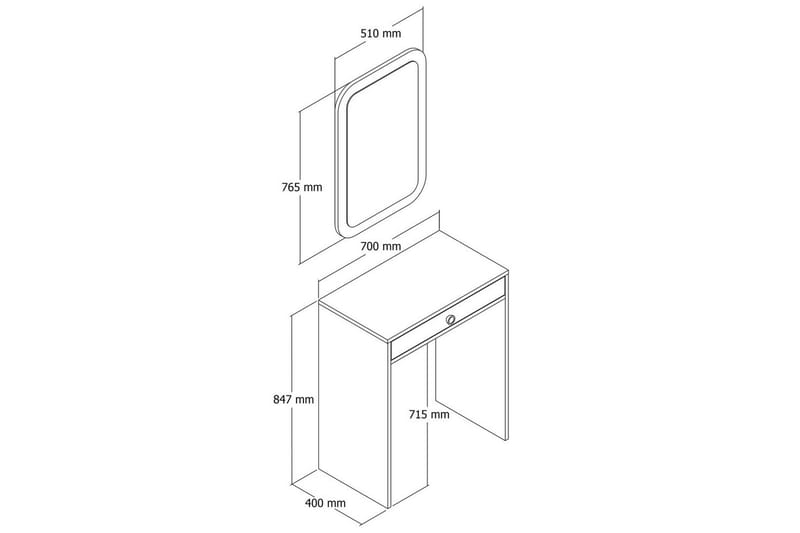 Ameias Sminkbord 70 cm - Valnöt/Vit/Marmor - Möbler - Bord