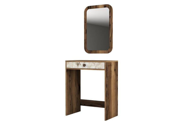 Ameias Sminkbord 70 cm, Valnöt/Vit/Marmor