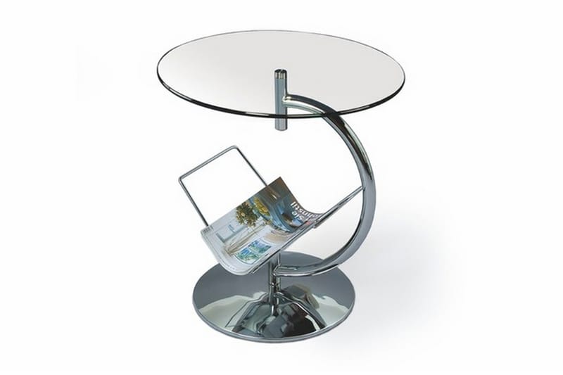 AMILIA Sidobord 50 cm Runt m Förvaring Tidningshållare Glas/ - Möbler - Bord