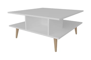 Andifli 89 cm Rektangulärt Soffbord med Hyllor i Målat Trä - Vit - Möbler - Bord