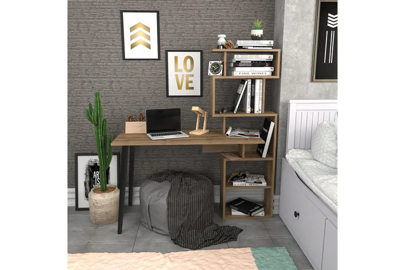 Andifli Skrivbord 55x146,4x133 cm med förvaring - Brun - Möbler - Bord