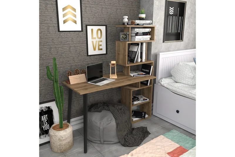 Andifli Skrivbord 55x146,4x133 cm med förvaring - Brun - Möbler - Bord