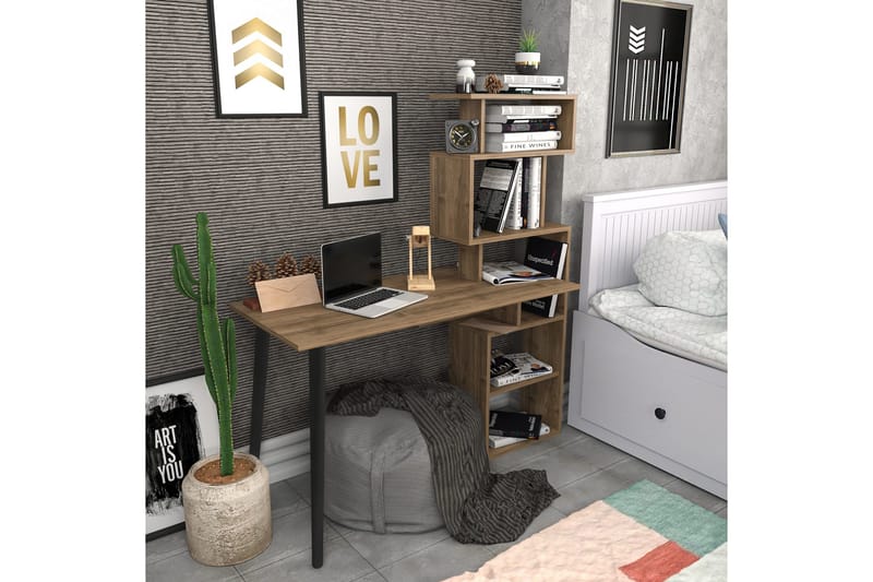 Andifli Skrivbord 55x146,4x133 cm med förvaring - Brun - Möbler - Bord