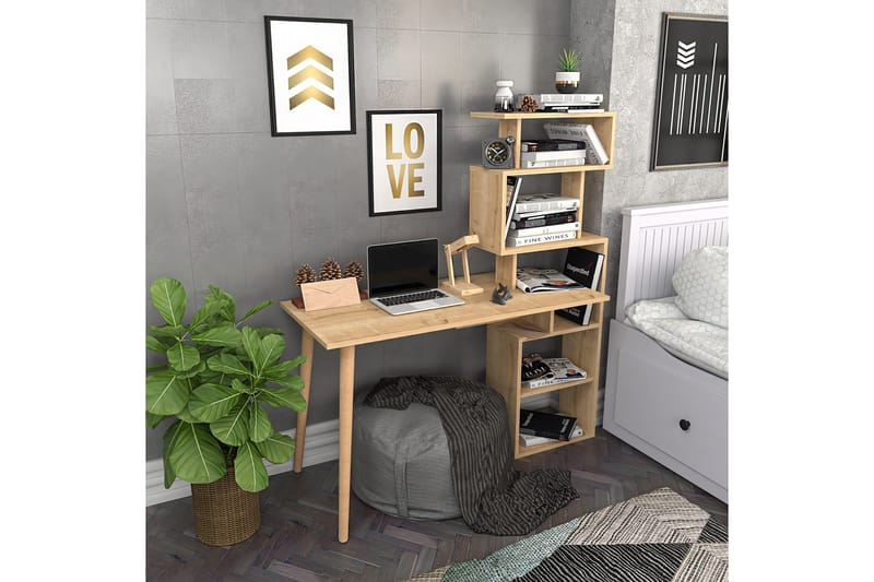 Andifli Skrivbord 55x146,4x133 cm med förvaring - Ek - Möbler - Bord