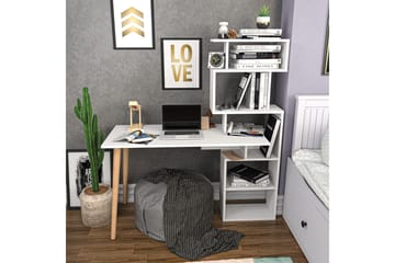 Andifli Skrivbord 55x146,4x133 cm med förvaring - Vit - Möbler - Bord