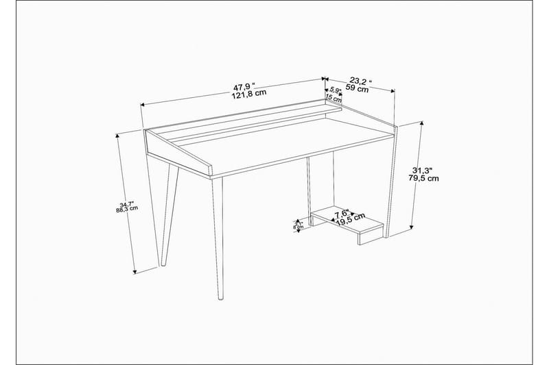 Andifli Skrivbord 59x88,3x121,8 cm med förvaring - Brun - Möbler - Bord