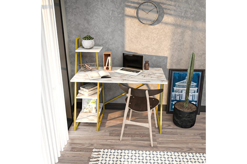 Andifli Skrivbord 60x120x120 cm med förvaring - Vit - Möbler - Bord