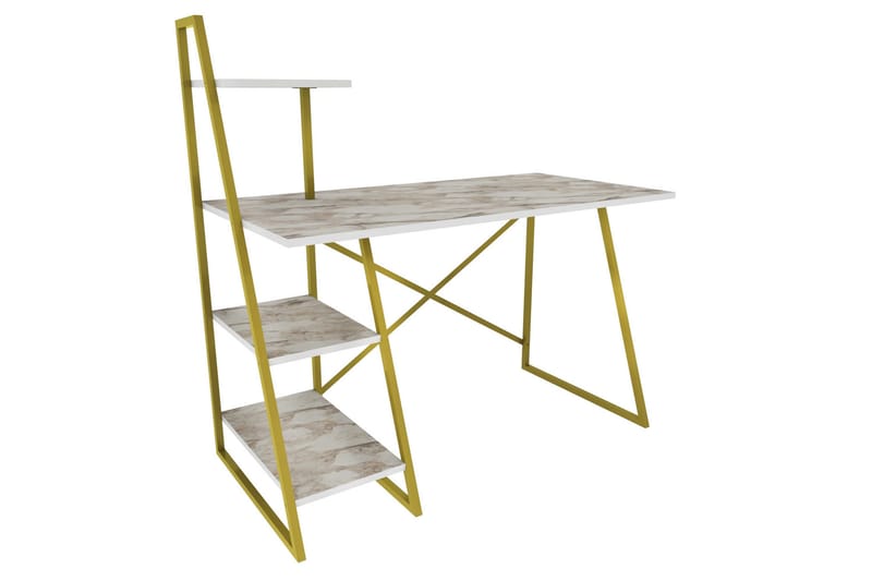 Andifli Skrivbord 60x120x120 cm med förvaring - Vit - Möbler - Bord