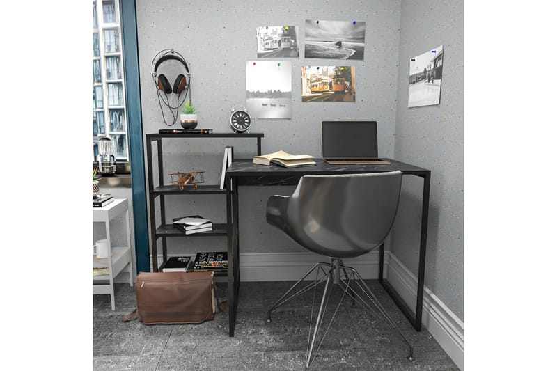 Andifli Skrivbord 60x76,8x133 cm med förvaring - Svart - Möbler - Bord