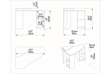 Andifli Skrivbord 90x76,8x120 cm med förvaring - Brun - Möbler - Bord