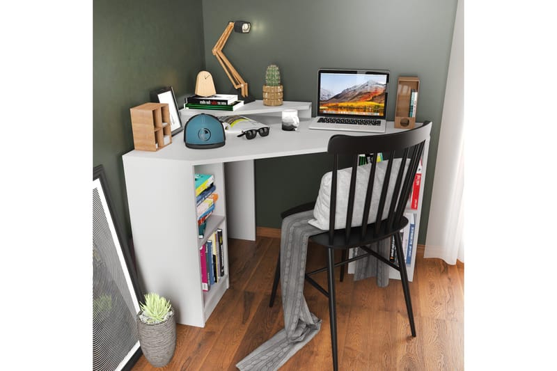 Andifli Skrivbord 90x76,8x120 cm med förvaring - Vit - Möbler - Bord