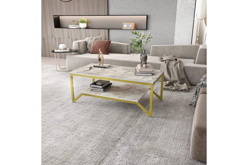 Andifli Soffbord 60x45,8x120 cm - Guld/Vit - Möbler - Bord