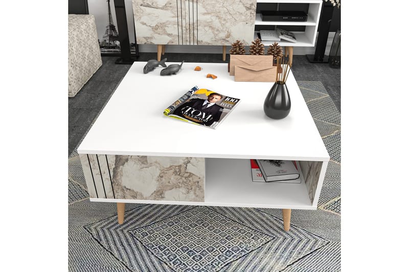 Andifli Soffbord 89,6x46,5x89,6 cm - Vit - Möbler - Bord