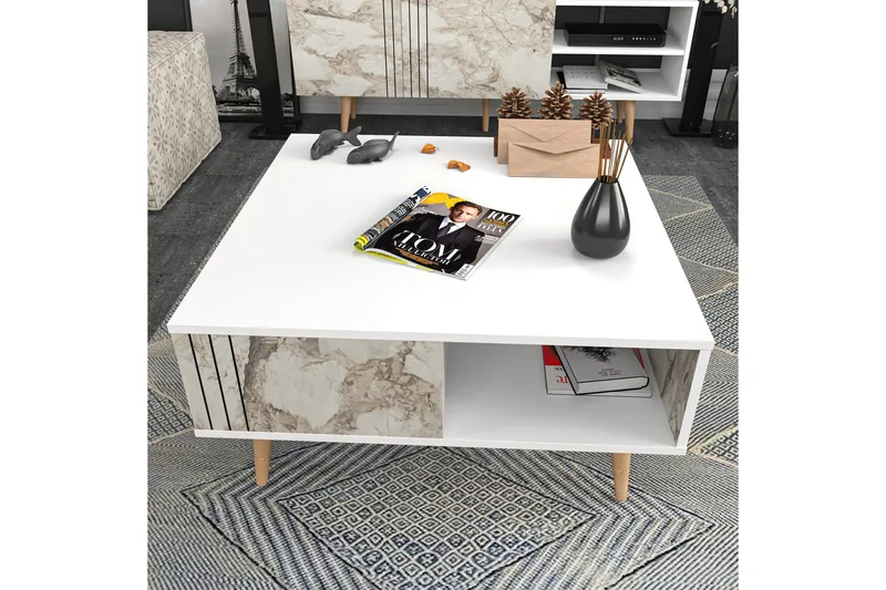 Andifli Soffbord 89,6x46,5x89,6 cm - Vit - Möbler - Bord