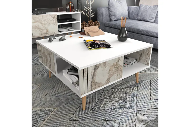 Andifli Soffbord 89,6x46,5x89,6 cm - Vit - Möbler - Bord