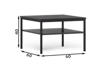Anjal 60 cm Kvadratiskt Soffbord med Hylla i Målat Trä - Svart - Möbler - Bord
