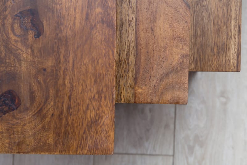 Aranza Satsbord 45 cm 3 Bord - Massivt Trä/Svart - Möbler - Bord