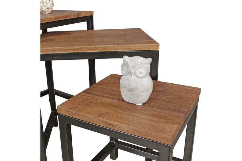 Aranza Satsbord 45 cm 3 Bord - Massivt Trä/Svart - Möbler - Bord