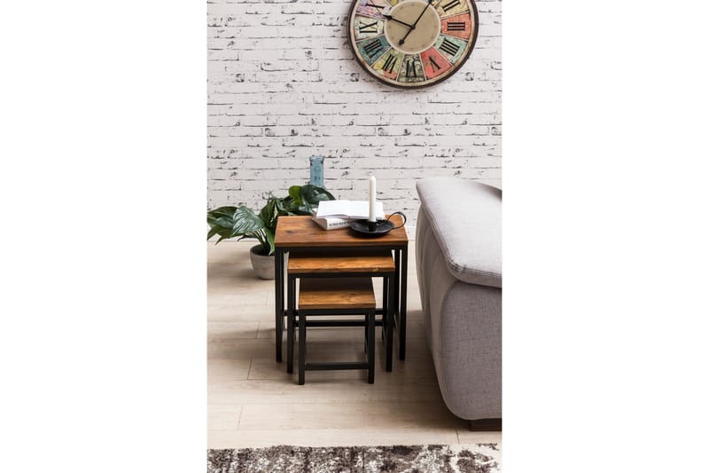 Aranza Satsbord 45 cm 3 Bord - Massivt Trä/Svart - Möbler - Bord