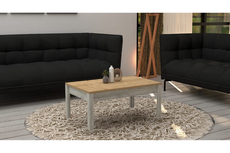ARAYES Soffbord 80 cm Brun/Blå/Vit - Möbler - Bord