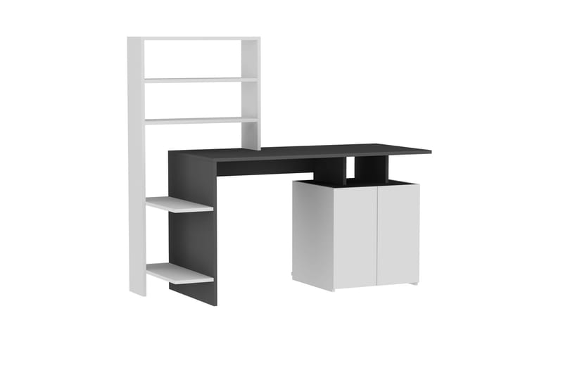 ARDRIERS Skrivbord 146 cm med Förvaring Hyllor+Skåp Vit/Antr - Möbler - Bord