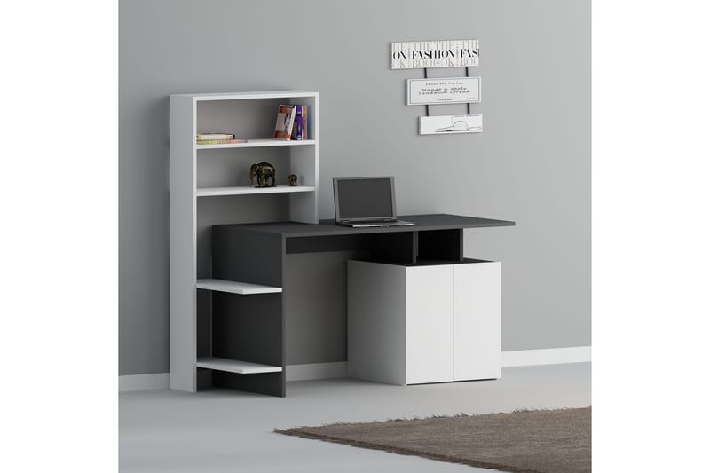 ARDRIERS Skrivbord 146 cm med Förvaring Hyllor+Skåp Vit/Antr - Möbler - Bord