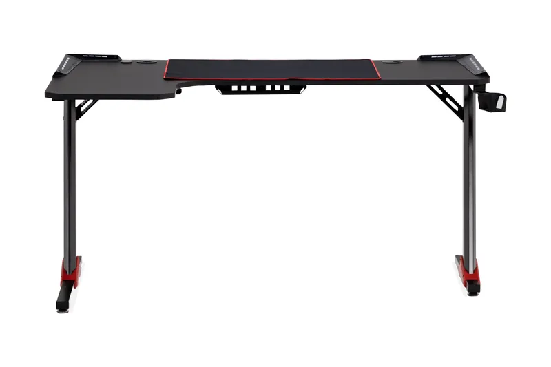 Areni Gamingbord LED-ljus 140 cm med Mugg- & Hörlurshållare, Svart
