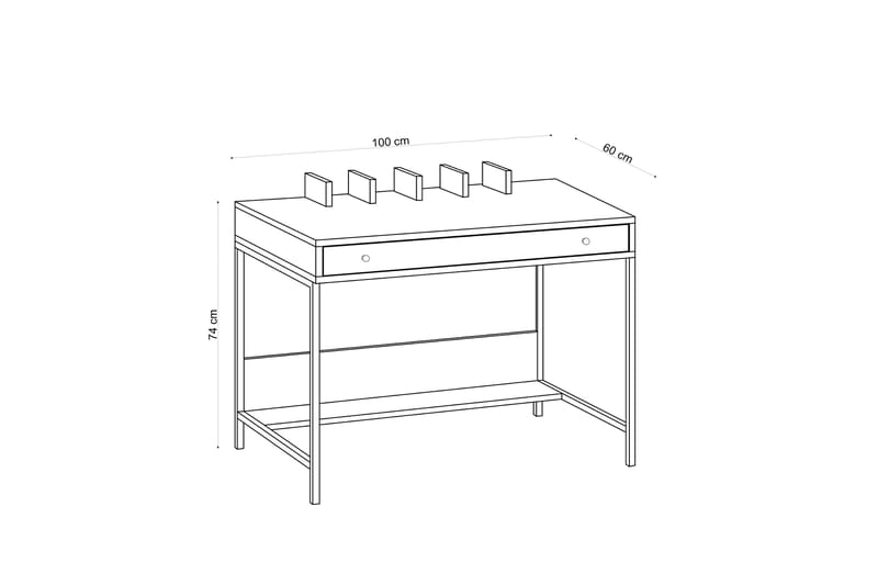 ARUTHRA Skrivbord 100 cm med Förvaring Hyllor + Låda Natur/S - Skrivbord - Bord