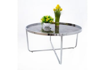 Astor Runt Soffbord i Metall och Glas - Grå - Möbler - Bord
