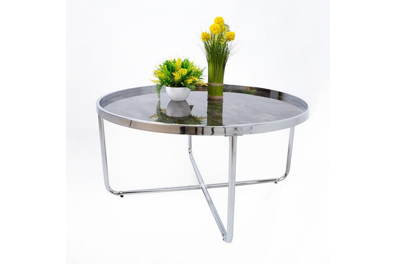 Astor Runt Soffbord i Metall och Glas - Grå - Möbler - Bord