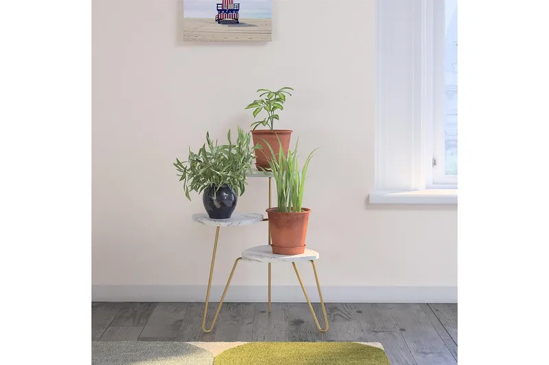 Athena Sidobord 55 cm Marmorlook/Vit/Mässing - Novogratz - Möbler - Bord