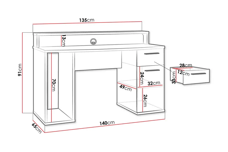 Ayora Gamingbord 140 cm - Svart - Möbler - Bord