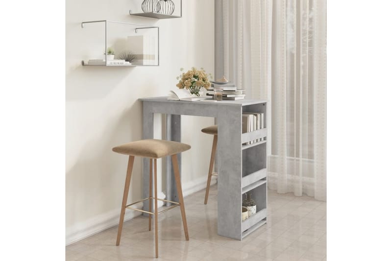 Barbord med förvaringshyllor betonggrå 102x50x103,5 cm spåns - Grå - Möbler - Bord