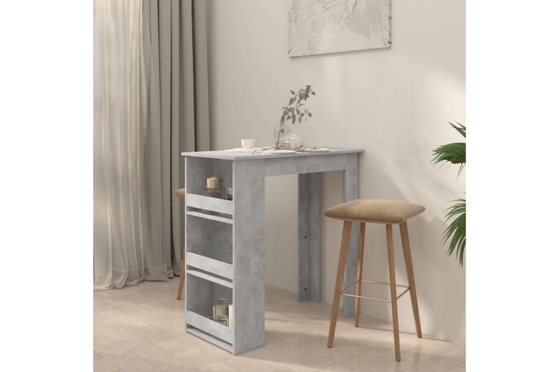 Barbord med förvaringshyllor betonggrå 102x50x103,5 cm spåns - Grå - Möbler - Bord