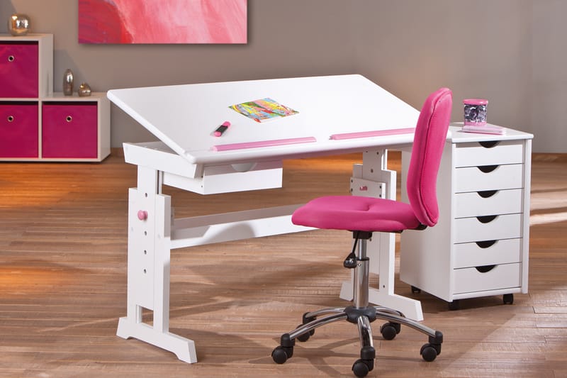 BARU Skrivbord Barn Vit/Rosa - Vit - Möbler - Bord