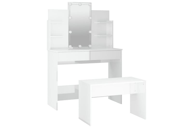 beBasic Sminkbord LED vit högglans konstruerat trä - Bord - Sminkbord