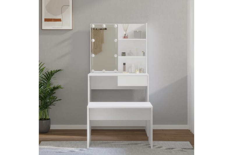 beBasic Sminkbord LED vit konstruerat trä - Möbler - Bord