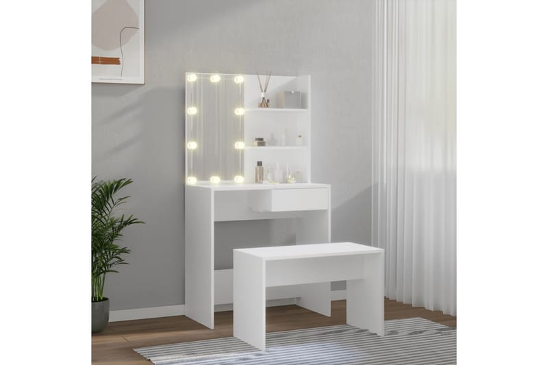 beBasic Sminkbord LED vit konstruerat trä - Möbler - Bord