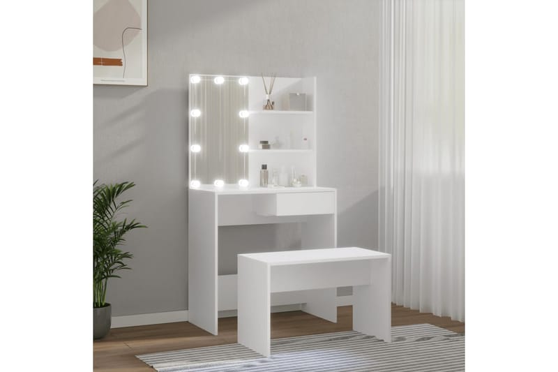 beBasic Sminkbord LED vit konstruerat trä - Möbler - Bord