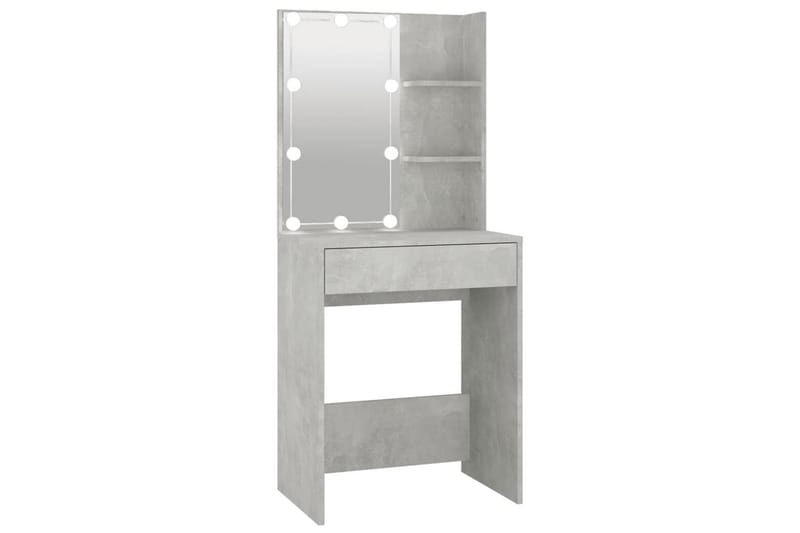 beBasic Sminkbord med LED betonggrå 60x40x140 cm - Möbler - Bord