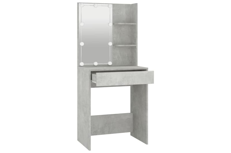 beBasic Sminkbord med LED betonggrå 60x40x140 cm - Möbler - Bord