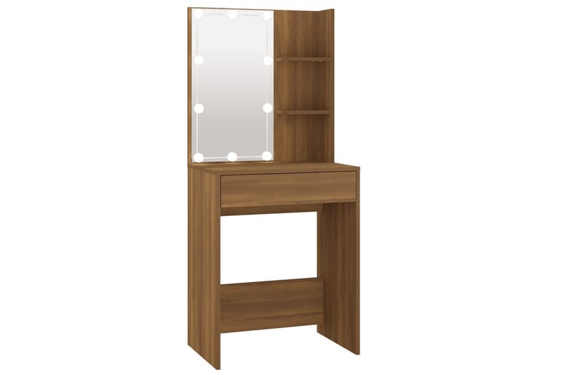 beBasic Sminkbord med LED brun ek 60x40x140 cm - Möbler - Bord
