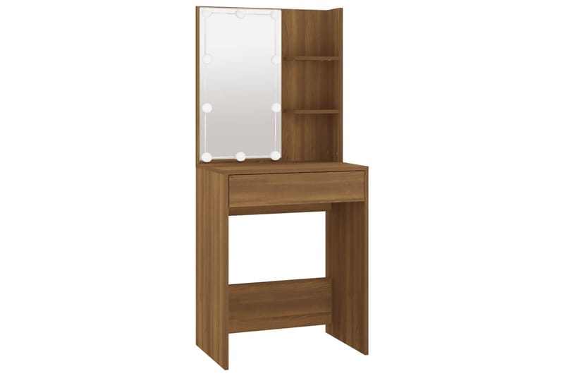 beBasic Sminkbord med LED brun ek 60x40x140 cm - Möbler - Bord