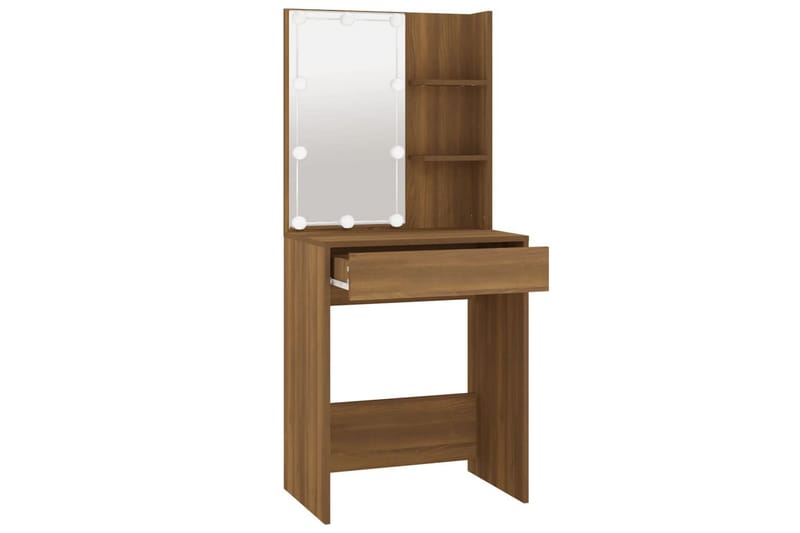 beBasic Sminkbord med LED brun ek 60x40x140 cm - Möbler - Bord