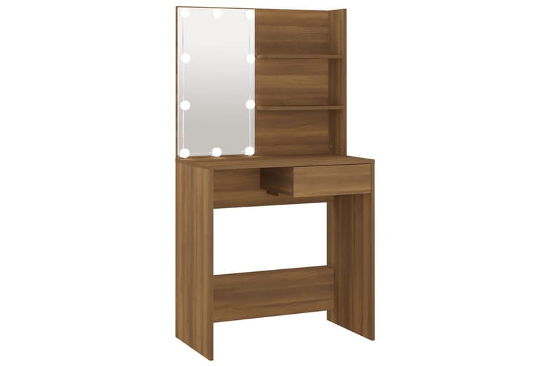 beBasic Sminkbord med LED brun ek 74,5x40x141 cm - Möbler - Bord
